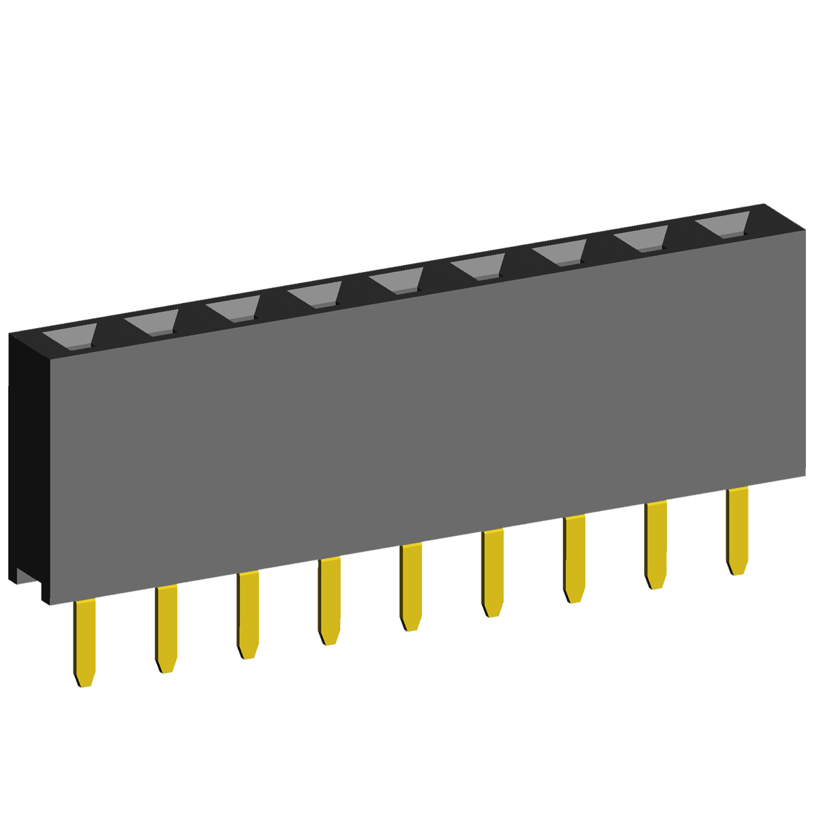 2.54mm PCB Socket Single Row Three Sides Contact Straight Dip Type.(H=7.2)